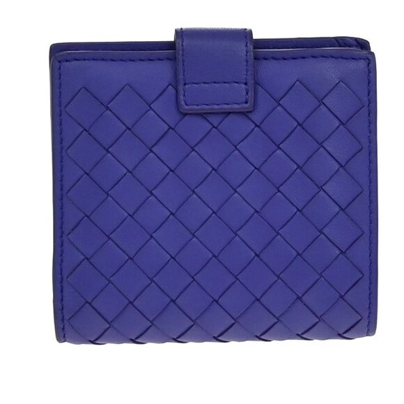 BOTTEGA VENETA Logo Intrecciato Bifold Compact Wallet Leather Purple 62EE110 - Picture 9 of 13